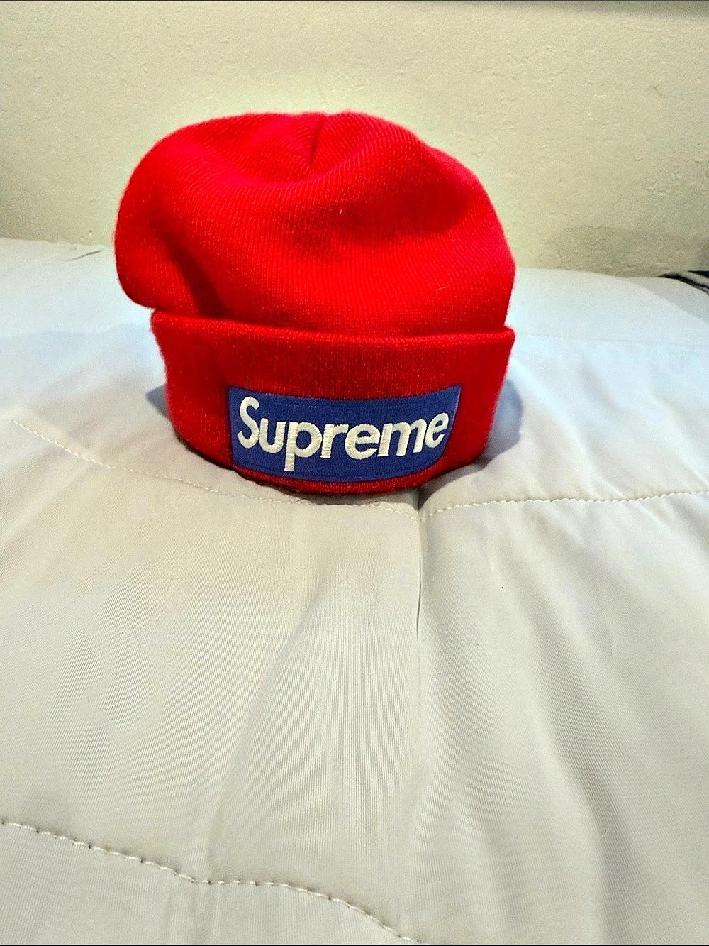 Supreme New Era Box Logo Beanie Red
